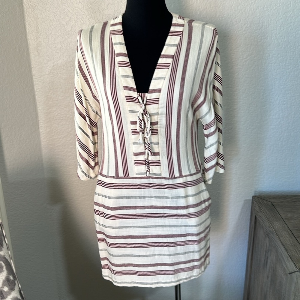 BCBGMAXAZRIA Womens Milana Lace Up Printed Tunic Dress Size Small - Picture 3 of 13